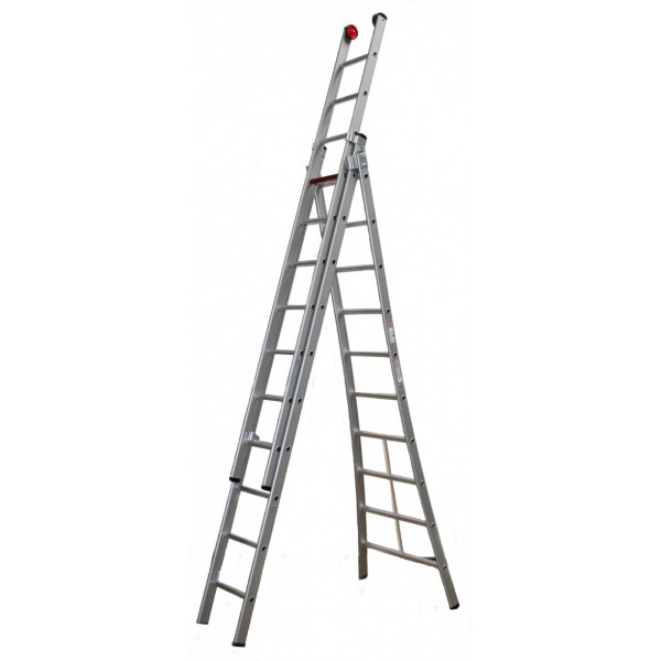 Alu-ladder 3 x 11 sporten, van 3 m tot 7 m